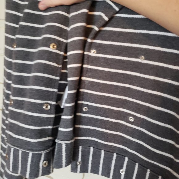 LOFT Ann Taylor Striped Snap Button Jacket Blazer - Picture 11 of 16